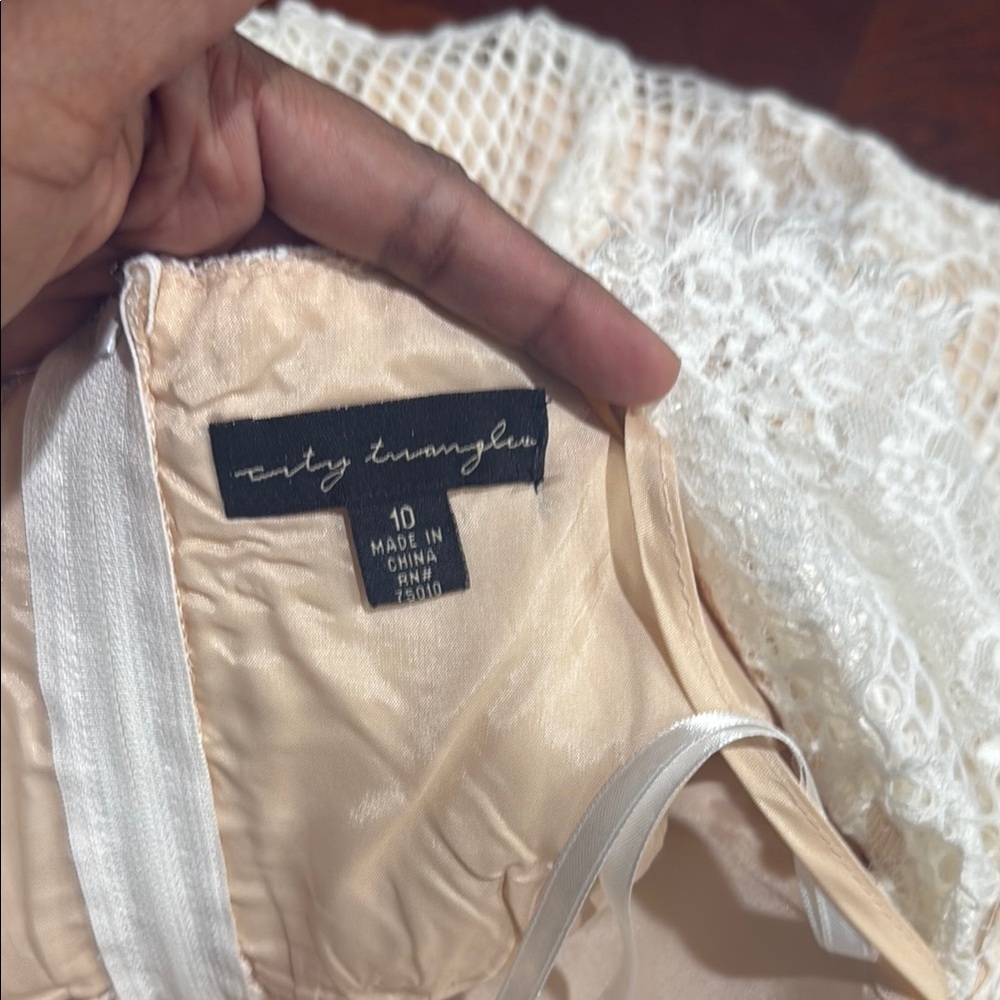 City Triangles Cream Mini Dress lined rhinestones prom - Picture 8 of 12